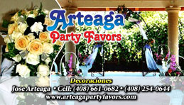 Arteaga Party Favors  Full Color Business Card  and Graphic Design 